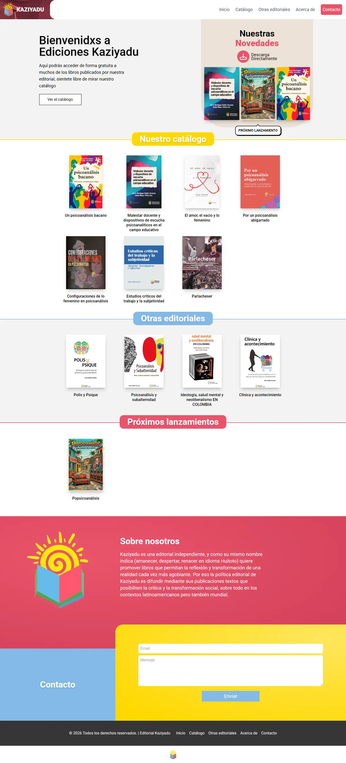 Página de inicio completa de Ediciones Kaziyadu
